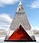 Red Pyramid Sculpture - crystal and red glass